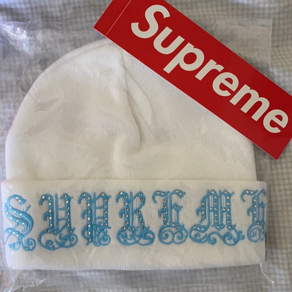Supreme Old English Rhinestone Beanie